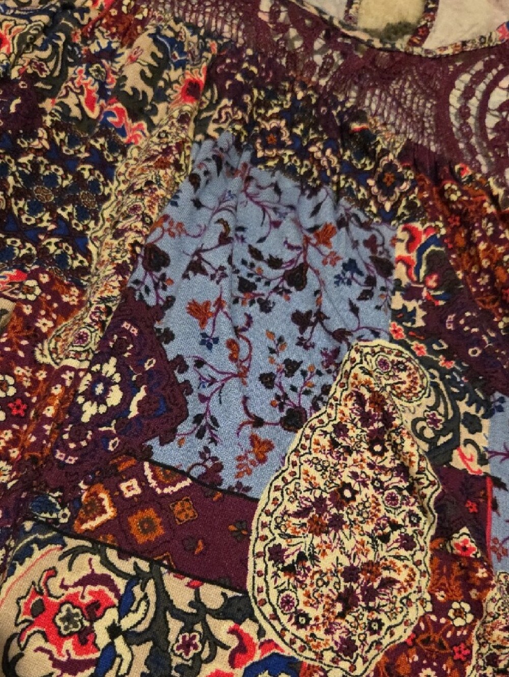 Maurices Navy and White Paisley Sleeveless Top And Maurices Patchwork Top - Picture 7 of 10